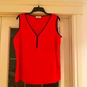 Calvin Klein Flowing Red Tank Top with Black Piping Size XL